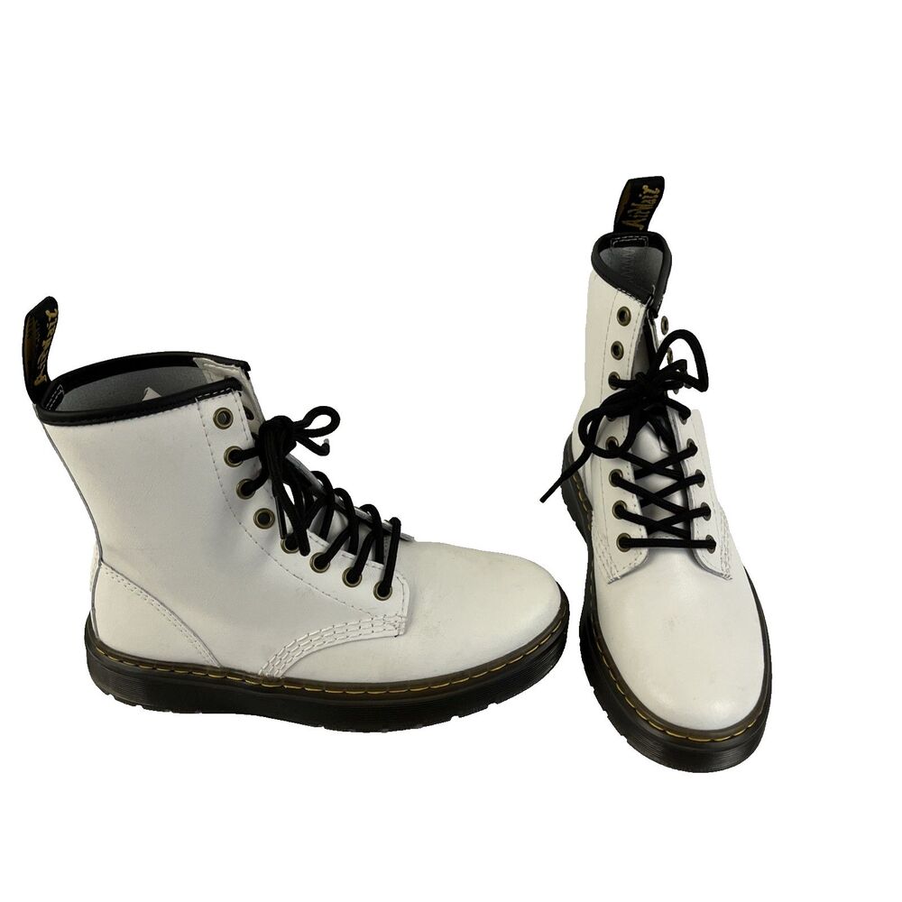Dr‎ Martens White Air Wair Combat Boots Women's 6 Lace-up Ankle Men's 5 Zavala
